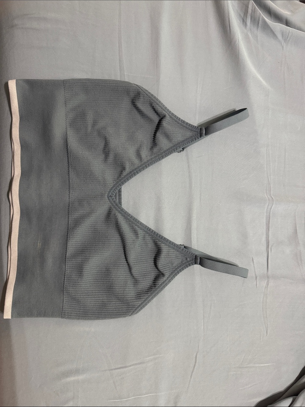 Seamless Charcoal Bralette with Soft Ivory Trim